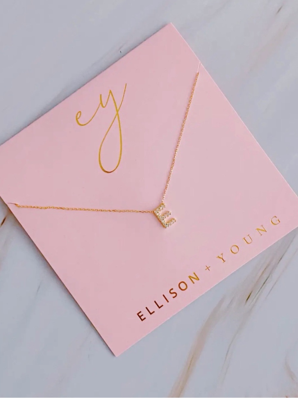 Ellison + Young Gold Initial 'E' Necklace - Gold
